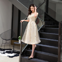 Banquet small evening dress female banquet temperament usually wear light luxury small high-end fairy bridesmaid dress short