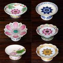 High foot supply plate for Buddha fruit plate ceramic pre-Buddha tribute plate Lotus Temple fruit disc Guanyin for home Buddha equipment