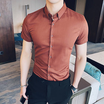 itbuy short sleeve shirt male Korean version sashimi 2021 summer dress new inch-shirt men business casual white shirt tide