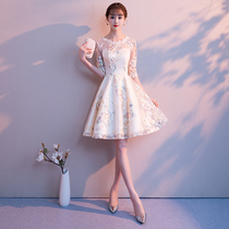 French dress dress 2021 new short thin host evening dress female banquet temperament little man