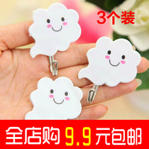 Creative door rear white adhesive hook sticky kitchen tile strong load-bearing bathroom unscented Wall shaft clothes hat solid wood