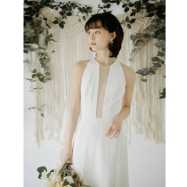 French light wedding dress Super fairy travel shot simple Hepburn satin little man out of the yarn Super Fairy retro welcome yarn