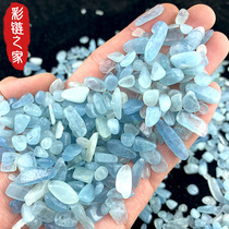 Marine Blue treasure natural crystal gravel sea blue original stone size particle ornaments degaussing stone flower pot fish tank landscape