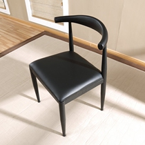 Industrial wind iron horn chair soft seat backrest restaurant black dining chair loft cafe chair 1127