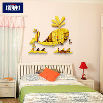 Jingya 1-2 3D crystal mirror acrylic wall stickers Creative childrens room three-dimensional wall stickers Bedroom decoration stickers