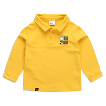 Boys and girls bright yellow long sleeve T-shirt cotton small lapel base shirt spring and autumn clothes Polo shirt kindergarten 6