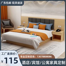  Hotel bed Hotel standard room Full set of furniture Custom rooms Large bed body Apartment Hotel rental house Single double bed