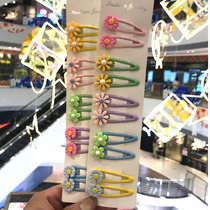 Childrens Korean hair accessories hairclip baby hairpin small clip girl princess flower bbclip primary school child broken hair headdress