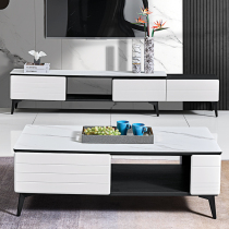  Modern simple coffee table TV cabinet combination set Light luxury living room household small apartment frosted tempered glass tea table