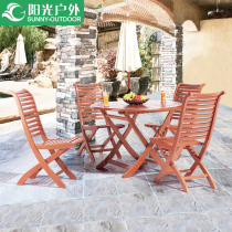 Sunshine outdoor furniture table and chair courtyard garden solid wood dining table and chair set folding chair combination anticorrosive wood