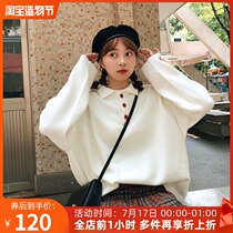 Nap homemade Japanese knitted top womens long-sleeved autumn 2020 new student lazy wind loose sweater to wear outside