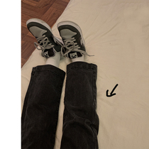 Black jeans womens small autumn and winter high waist design wide leg cigarette pants niche straight pants nine-point pants