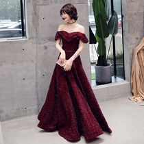 Toast Bride 2021 New Summer Red Modern Engagement Wedding Evening Dress Female Banquet