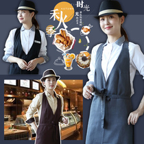 Bar front desk KTV milk tea baking cake coffee shop Western restaurant hotel waiter autumn winter overalls apron