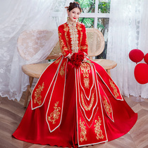 Xiuhe clothing 2021 new Chinese high-end summer bride wedding dress dragon and phoenix coat thin wedding dress female Xiuhe