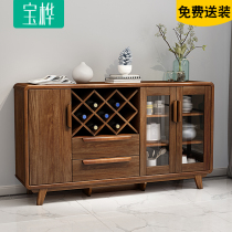 Chinese side cabinet Modern simple solid wood dining room tea cabinet Microwave cupboard Wine cabinet Kitchen cabinet locker