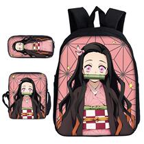 Ghost extinction blade backpack stove door you Bean schoolbag childrens animation student backpack three-piece set to customize