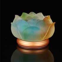 Colorful glass lotus lamp holder