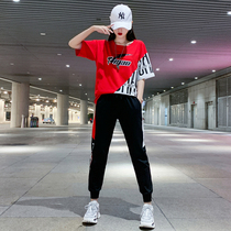 Summer sports suit women loose thin jazz dance practice Street dance costume 2021 square dance costume