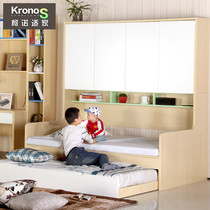 Childrens bed with wardrobe One-piece small apartment bed Zi mother drag bed Modern simple multi-functional storage storage wardrobe bed