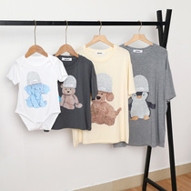 Fried Street pro-Costume Summer Clothing 2022 New Korean version of a three-mouth four-mouth baby girl with cartoon foreign air T-shirt