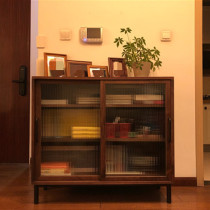 Nordic solid wood sideboard simple modern small apartment living room porch cabinet sliding door storage cabinet bookcase display cabinet