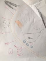 The immature paintings of 5-year-old children in the kindergarten are not afraid of tigers.