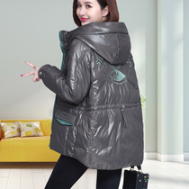 Bright short cotton-padded winter padded jacket 2021 new female loose size Korean middle-aged mother down cotton coat