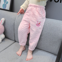 Childrens pants Coral velvet girl pants autumn and winter children flannel warm home pants baby warm pants