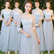 Bridesmaid dress 2021 new spring and summer gray thickened sister group dress skirt female best friend long thin cover meat