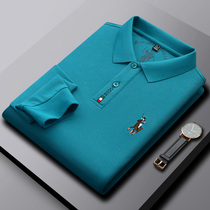 High-end cotton men's long sleeve T-shirt autumn and winter new business casual men's lapel embroidered POLO shirt