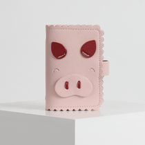 Cute piggy card bag womens ultra-thin small card package integrated large capacity multi card position coin wallet bank card set