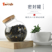 Barcafe Storage jar Lead-free glass storage jar Solid wood lid Milk powder Dried fruit Tea Coffee bean sealed jar