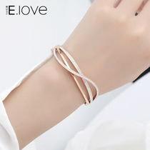 Yi love bracelet female Korean version of simple fashion personality plated 18K rose gold diamond bracelet ins cold hand jewelry