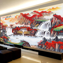 Mona Lisa Cross embroidered as head 2022 new line embroidered living room 2021 landscape painting flowing water raw money