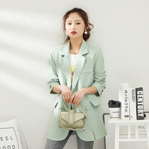 Suit Jacket Woman New 2022 Chunqiu New Fried Street Mint Green Little West Suit Students Small Crowd Design Feel Blouse