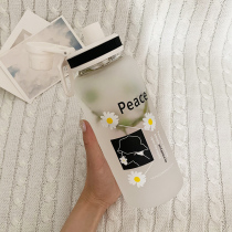 Glass water cup Drop-proof heat-resistant glass frosted female extra large capacity 1000ml Portable male large cup with straw