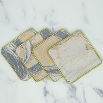 Dream Lover Cloth Art Cup Mat Polyester Cotton Gold Thread Trim Rounded Corners