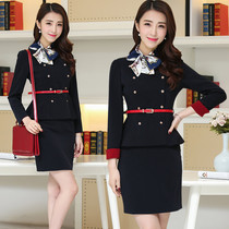 Professional womens suit fashion spring summer temperament goddess Fan stewardess uniform Jewelry store beautician overalls