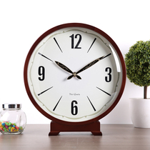  Yisen simple modern solid wood table clock living room household large placement mute clock ornaments new Chinese desktop watch