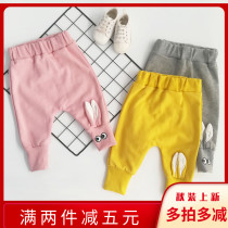  Mens and womens baby spring and autumn pants wear pure cotton large pp0-1-3 years old 2 big ass infants and children thin casual Harun