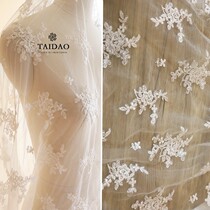 Taidao home new modern silver thread embroidery lace 125 fabric dress wedding dress flower fabric accessories