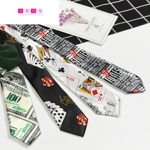 ins Korean fashion British narrow fashion tie Male and female students College style personality poker hip hop small tie