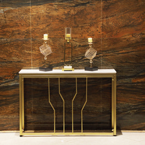 Nordic modern simple porch table marble porch cabinet iron living room decoration Golden partition against wall porch