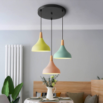  Three-headed disc restaurant chandelier Nordic style Macaron modern simple creative dining room dining table bar long strip lamps