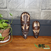 Promotion Bali imported mask pendant wood carving wall decoration bar restaurant background wall decoration pastoral style