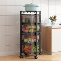 Kitchen Swivel Shelve Special Floor Multilayer Snack Shelf Storage Rack Free of Multi-functional Vegetable Containing Shelf