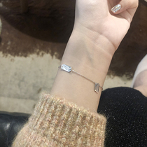 Niche design whole body 925 sterling silver square piece letter bracelet cold wind female ins tide Net Red simple temperament Joker