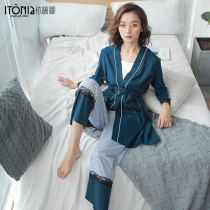 Yuezi clothing summer thin postpartum maternal feeding cotton three-piece set pregnant women home clothing women Spring and Autumn nursing pajamas