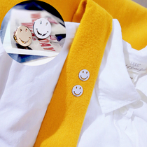 Metal mirror smiley face small brooch fixed bib non-slip clothes anti-slip suit Exquisite small brooch accessories
